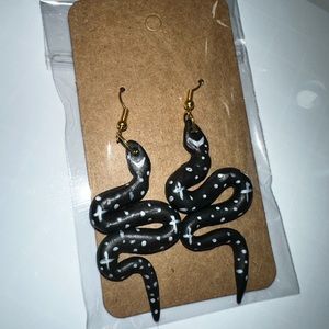 HANDMADE Black Snake earrings